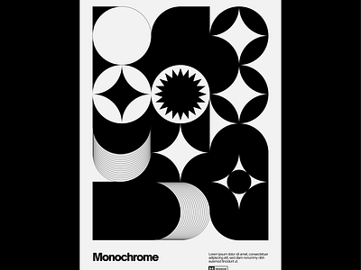 Monochrome - Abstract Geometrical Poster abstract black branding design geometric geometrical graphic graphic design graphic template illustration modern monochrome poster shapes vector wall art y2k