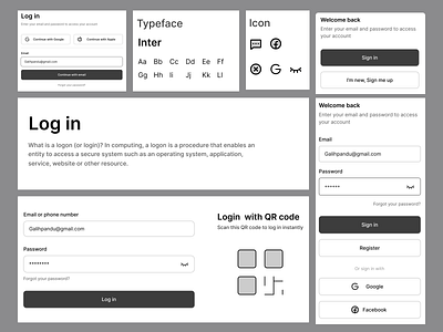 Bunch of log in component account components create an account design log in login page mobile registration sign in sign up ui user onboarding ux website
