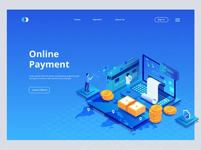 Online Payment Isometric Vector Illustration branding cash coins credit card design hero image home page illustration illustration isometric illustration isometric vector online payment ui ui elements ui image uiux vector webpage illustration website elements