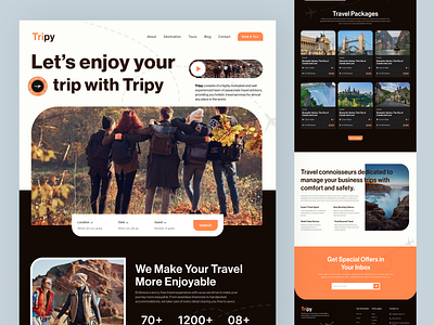Tripy - Travel Agency Website landingpagedesign newdesign trapy travel travelagency traveldesign uidesign uiux webdesign websitedesign