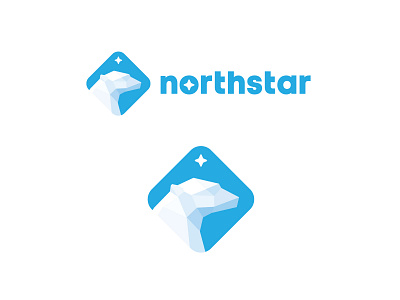 North Star animal bear logo blue brand designer branding clean design hvac identity illustration logo design logo designer low poly minimal minimalistic negative space north polar bear logo polygonal star