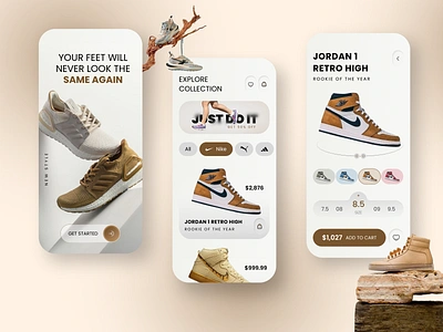 Shoes Store App Design app design ecommerce app fashion app footwear mobile app mobile app design nike nike store shoe app design shoe store app shoes shoes app shoes store shopping sneakers trendy design ui uiux ux ux ui design