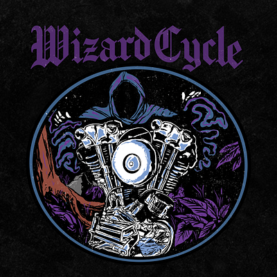 The Wizard Cycle branding chopper coveralbum design doom graphic design harley davidson harleydavidson hd illustration knucklehead stooner the witch the wizard wizard