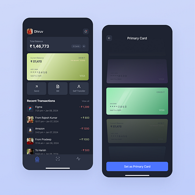 Finance App Card Selection app design figma minimal mobileapp ui ux uxui