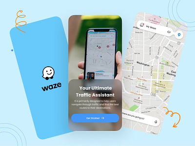 Waze App Redesign Concept android app assistant design direction global ios location map mobile navigate navigation position redesign revamp tracking traffic ui version