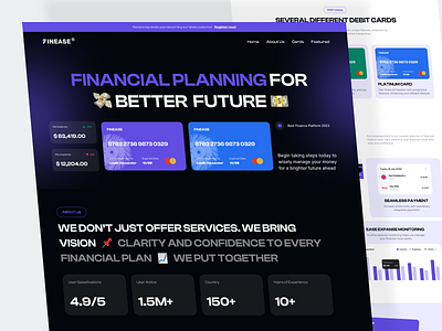 Finesse - Finance Landing Page bento branding card credit card cta dark mode finance footer gradient landing page website