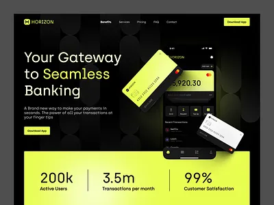 Horizon Website bank cash coin landing page ui ux web website