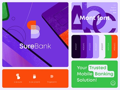 SureBank - Branding design for the mobile banking app bank brand guidelines brand identity brand image branding fintech identity logo logo book logo type marketing startup visual identity