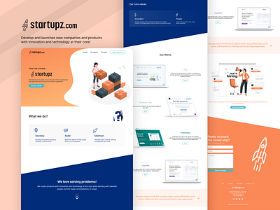 Startupz Landing Page branding build business design development graphic design innovation job landing page people product startup tech ui uiux ux web web design