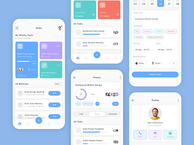 Task Management Mobile App UI Kit kit management project project management task task management ui