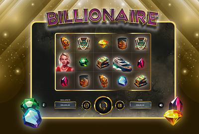 Billionaire | Slot Game Design 3d casino game gamedesign graphic design mobile money motion graphics slot ui