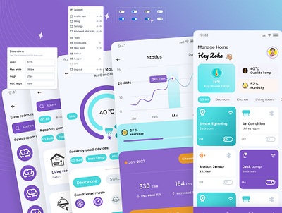 Smart Home Mobile App UI Kit ac app branding design home app home mobile app product design smart home smart home app smart home app for ios smart home design smart home mobile smart home mobile app smart home mobile app ui kit smart mobile app design ui uiux ux