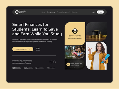 Smart Finances for Students design figma main screen site smart finances students ui ux web design