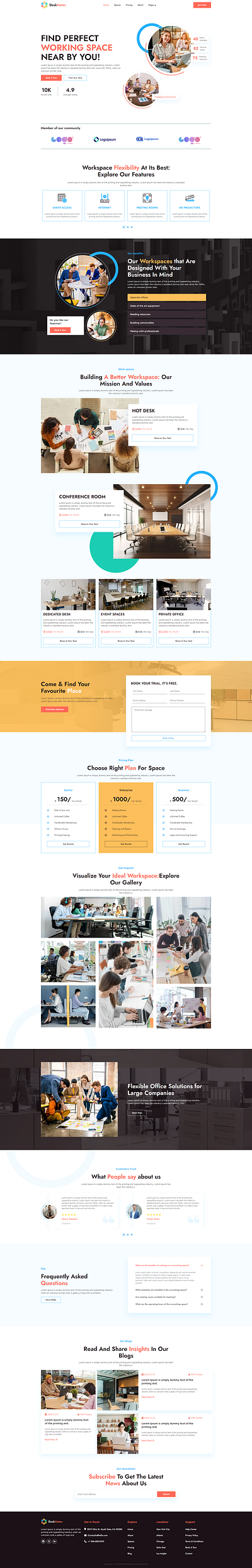 Deskmates - Office Rental And Coworking Space HTML5 Template workplace