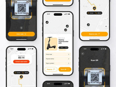 Scooter Rental App bike electric scooter escooter ios kickscooter map mobile mobile app mobile app design rent app rental route scooter scooter rent app travel ui ui design uiux