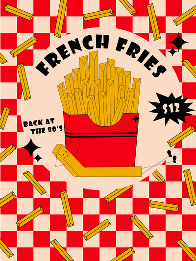 French Fries retro poster branding design graphic design illustration poster retro