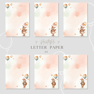 Cute Birthday Bunny Templates For Letters birthday bunny digital illustration letter template