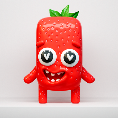 3D Character Design: Strawberry 3d animation character character design cinema4d cute design erdbeere illustration nft pictoplasma redshift strawberry sweet