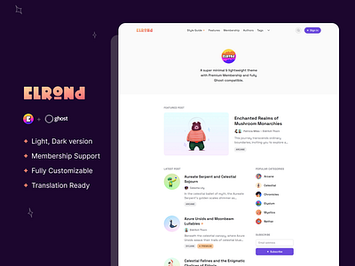 Elrond - Minimal Ghost Blog Theme article design article ui blog blog design blog templates blog theme blog ui blogging cms ghost blog ghost cms ghost templates ghost theme minimal blog minimal design personal blog premium blog website design