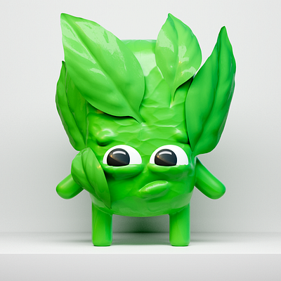 3D Character Design: Basil 3d basil character character design cinema4d design eyes green illustration leaf nft redshift sceptical vegan vegetarian