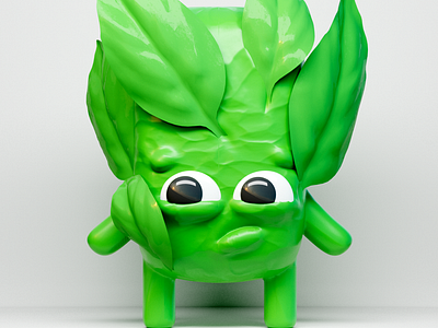 3D Character Design: Basil 3d basil character character design cinema4d design eyes green illustration leaf nft redshift sceptical vegan vegetarian