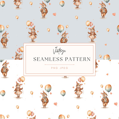Cute Birthday Bunny Seamless pattern digital draw illustration pattern pattern stiker seamless