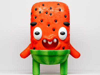 3D Character Design: Watermelon 3d character character design cinema4d cute design figur fruit fun illustration logo melon melone nft pictoplasma red summer wassermelone waterelon