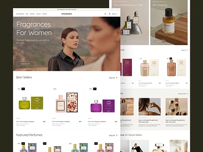 E-commerce fragrance shop beauty beauty products branding e commerce ecommerce fragrance graphic design homepage landing perfumes shop skincare store ui ui ux web web design website website design