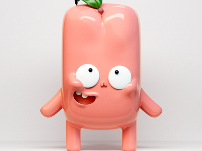 3D Character Design: Peach 3d 3d designer berlin character character design cinema4d coral design figur fruit lachs logo nft peach pfirsich pink rosa veggie