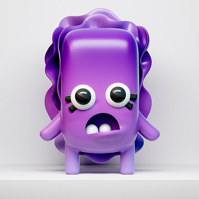 3D Character Design: Cabbage 3d 3d designer berlin afraid angst cabbage character character design cinema4d design döner fear figur illustration lila nft purple rotkohl salat