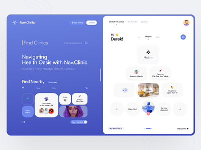 Nav - Finder for clinics clinics feedbacks health health lifestyle medical care navigation online medicine pharmacy landing page reviews search ui ui ux ux web design well being app wellness landing page wellness programs