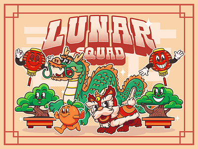 2024 Lunar Squad Character Illustration adobe illustrator animation cartoon character illustration chinese new year design illustration lunar year mascot motion motion graphics new year vector