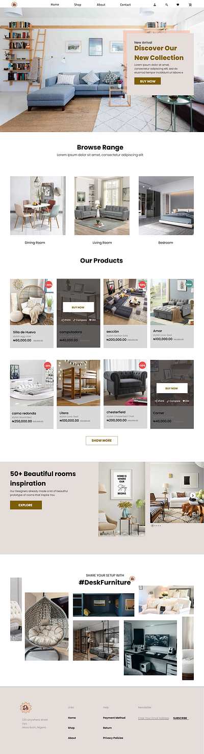 Furniture Landing Page graphic design ui