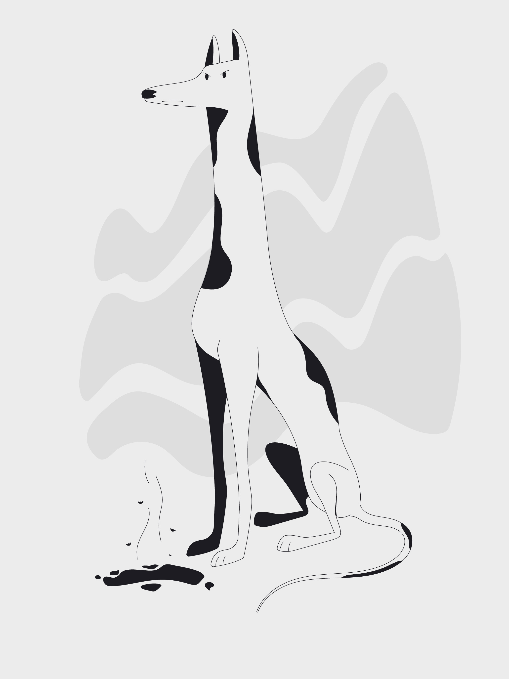 Inktober 22' Day 9 2d character design dog flat foolish habit illustration inktober line lineart mistakes monochrome vector wisdom