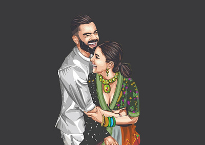 virat kohli and his wife anushka sharma art design design graphic design illustration