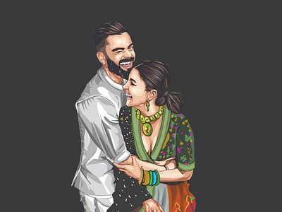 virat kohli and his wife anushka sharma art design design graphic design illustration