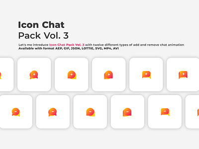 Lottie Files (Icon Chat Pack Vol. 3) add animation branding chat design footage graphic design icon iconscout illustration lottie lottie files motion motion graphics orange remove uiux user experience user interface yellow