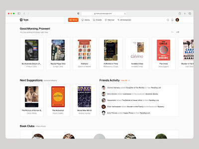 Book Club 📖 book book list books dashboard grid header list minimal saas ui web design
