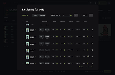 NFT Marketplace - List Items design figma marketplace nfts ui ui design