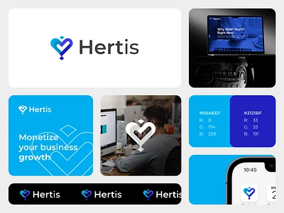 Hertis Modern Business Logo and brand identity brand identity branding business logo business logo design creative logo done logo finance logo graphic design heart logo logo design logo trend logo2024 love logo modern logo right logo techlogo