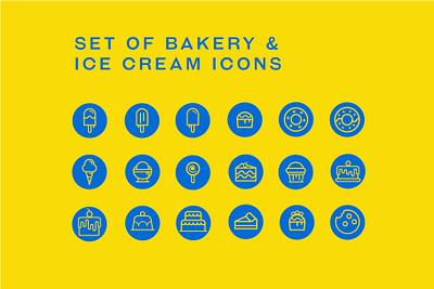 Set of bakery & ice cream line icons bra graphic design logo ui vector