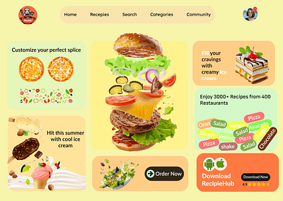 RecipeHub - Food Ordering Website Hero Section design figma illustrations ui ux vector website