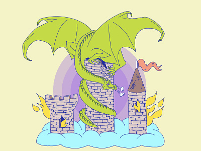 🐉 🏰 🔥 adventure castle dragon fantasy illustration magic