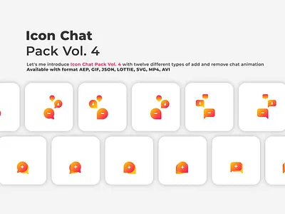 Lottie Files (Icon Chat Pack Vol. 4) add adobe animation branding canva chat figma flutter framer graphic design icon iconscout illustration lottie files motion graphics pack remove sketch user experience user interface