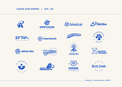 LOGOS AND MARKS | VOL. 04 arun kurian brand identity branding curious kurian lettering logo logo design logo designer logomark visual identity