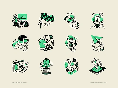 Startup Icons application branding business customer support design doodle flat icon icons ilcons illustration illustrations logo outline sass startup success vector vector icon web icons