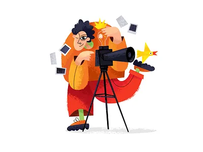 Photo studio branding cartoon character color design flat graphic design illustration photo vector