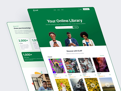 Online library landing page app design figma graphic design homepage kids landingpage typography ui uidesign ux uxdesign web website