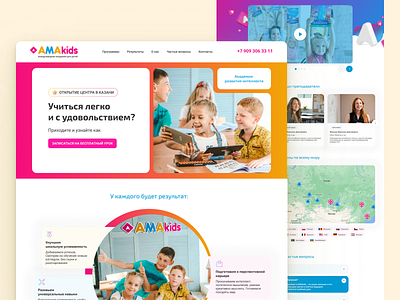 AMAkids bright colors children education kids landing school ui web