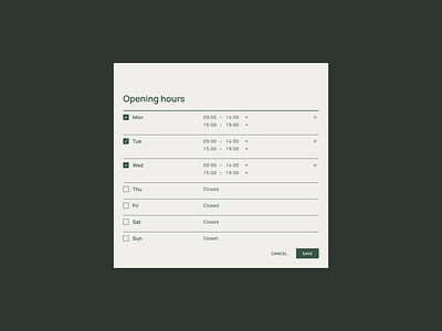 Opening hours animation chart interaction motion graphics opening hours schedule ui